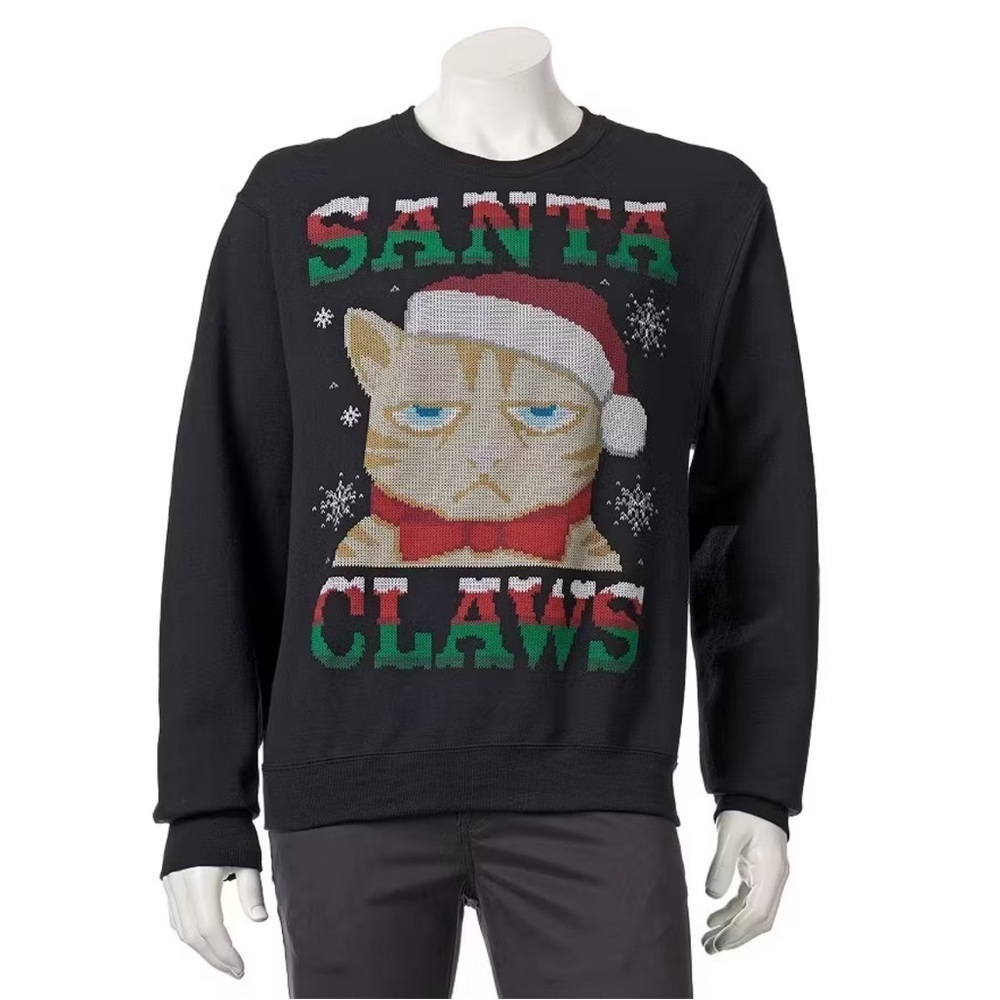 Dec 25th Unisex Size Large Santa Claws Ugly Christmas Sweater Black Crewneck
